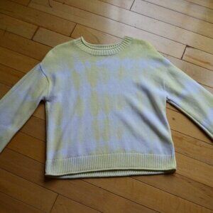 Elizabeth and James Sweater Womens M Yellow White Tie Dye Pull Over
